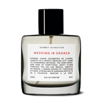 Perfume bottle labeled 'Wedding in Oaxaca' by Kismet Olfactive on a white background